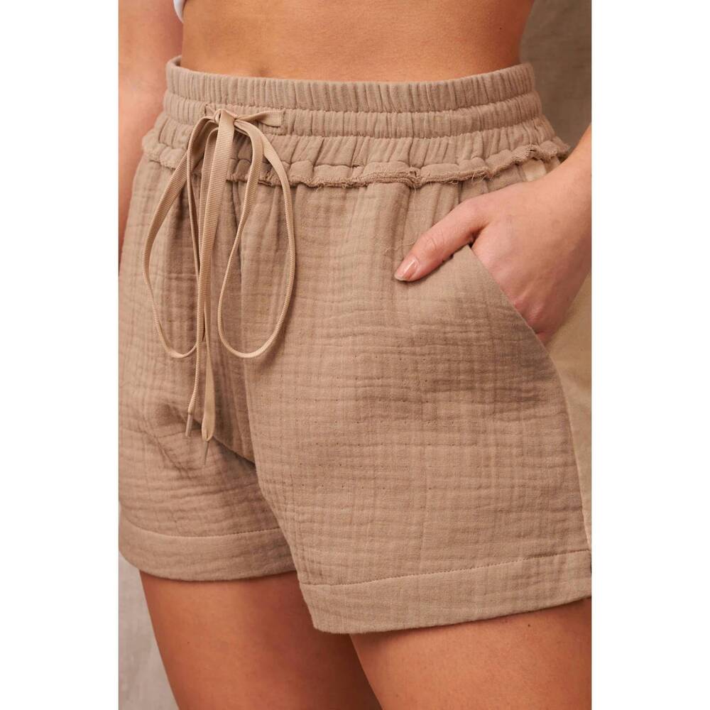 NEW WHITE BIRCH mixed media woven shorts in brown - Picture 4 of 4